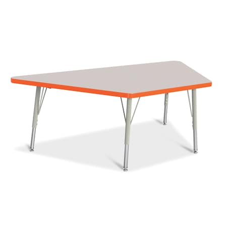 Jonti-Craft Berries Trapezoid Activity Tables, 30 in. x 60 in., E-height, Freckled Gray/Orange/Gray 6443JCE114